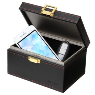 【日本防犯学校 推奨】リレーアタック防止用キーボックス (ブラックPUレザー)